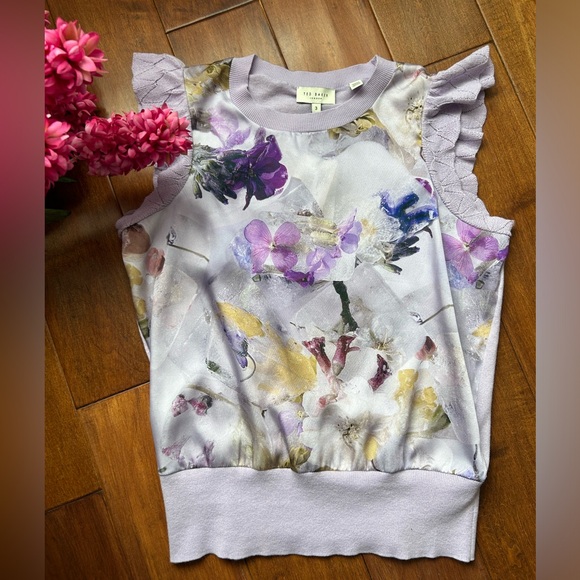 TED BAKER Scallop Trim Woven Front Top - Picture 4 of 6